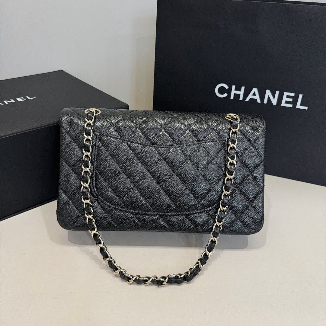 CH CLASSIC 11.12 HANDBAG 25.5 Grained Calfskin Black