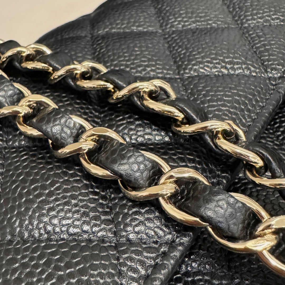 CH CLASSIC 11.12 HANDBAG 25.5 Grained Calfskin Black