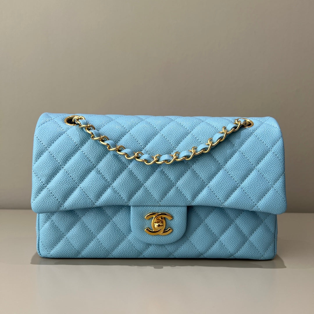 CH CLASSIC 11.12 HANDBAG 25.5 Grained Calfskin Blue