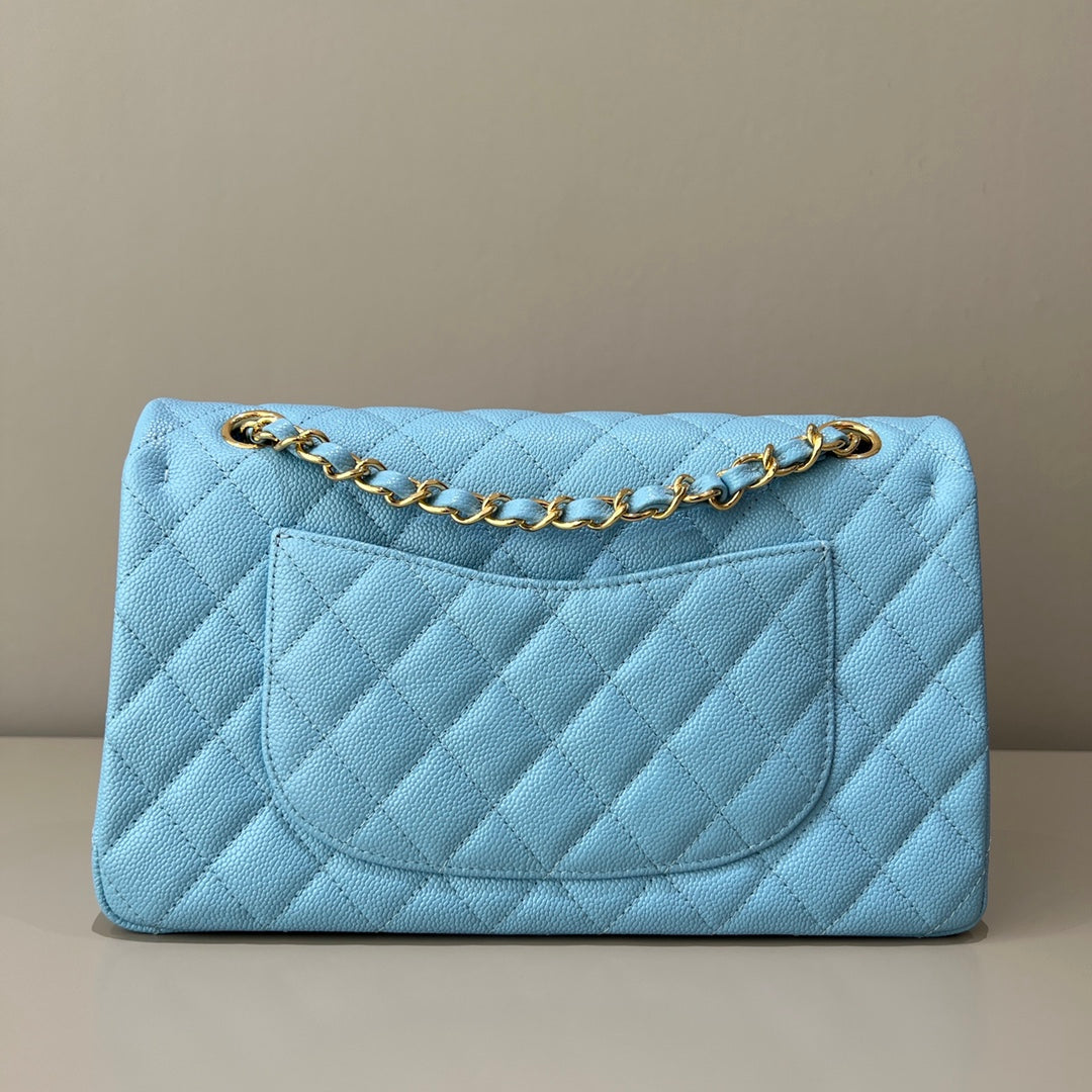 CH CLASSIC 11.12 HANDBAG 25.5 Grained Calfskin Blue