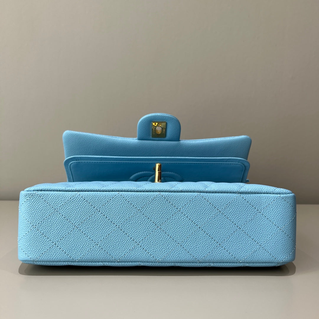 CH CLASSIC 11.12 HANDBAG 25.5 Grained Calfskin Blue