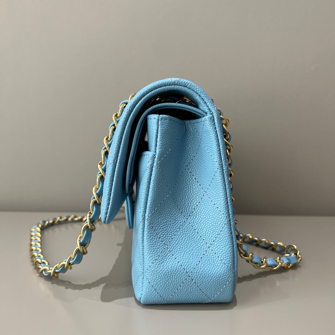 CH CLASSIC 11.12 HANDBAG 25.5 Grained Calfskin Blue