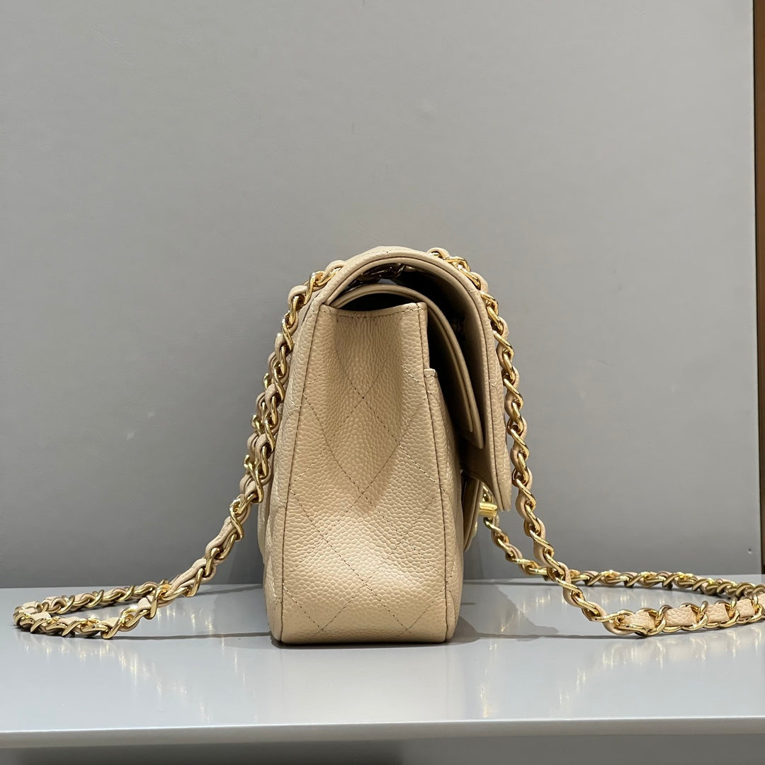 CH  CLASSIC 11.12 HANDBAG 25.5 Grained Calfskin Apricot