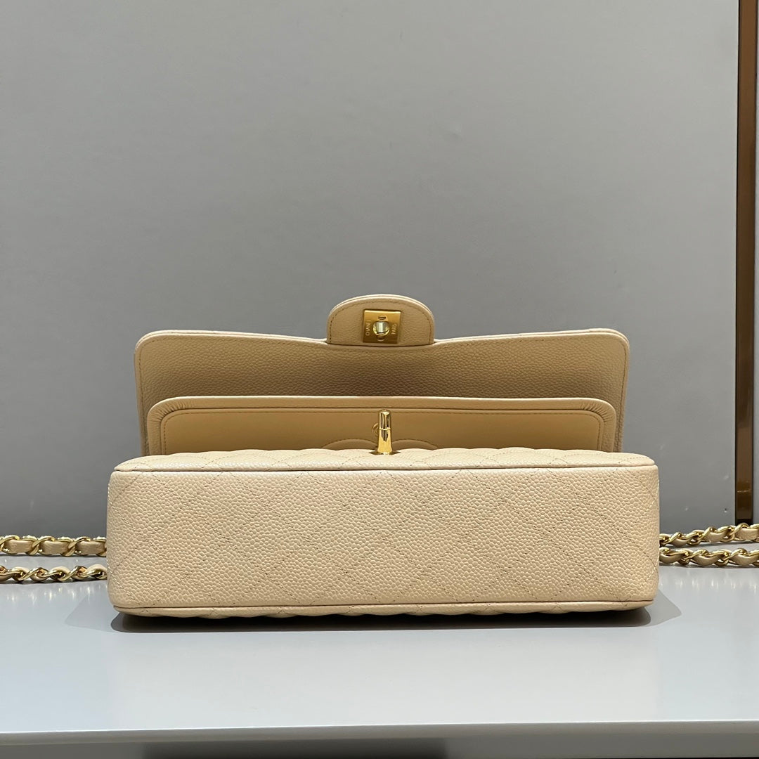 CH  CLASSIC 11.12 HANDBAG 25.5 Grained Calfskin Apricot