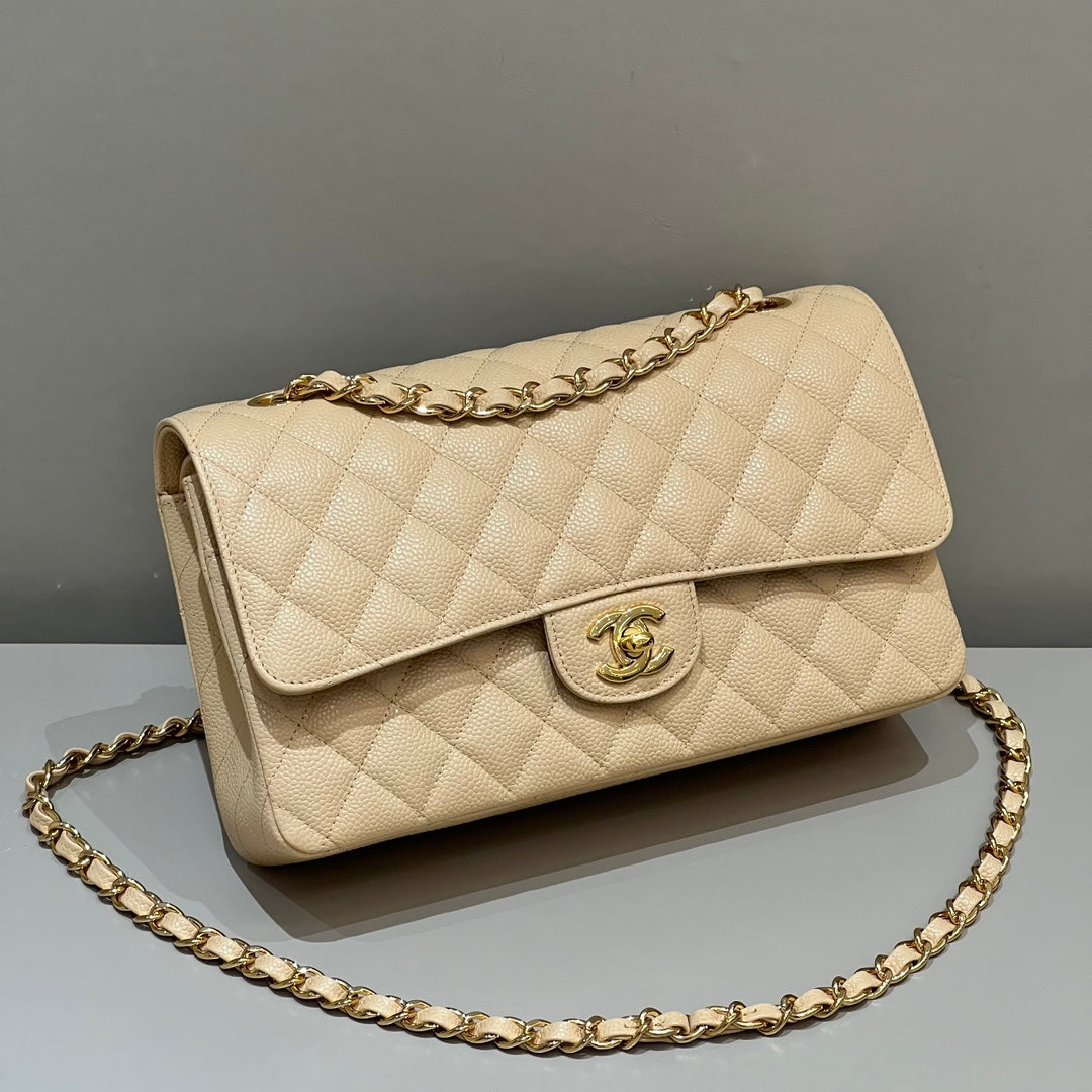 CH  CLASSIC 11.12 HANDBAG 25.5 Grained Calfskin Apricot