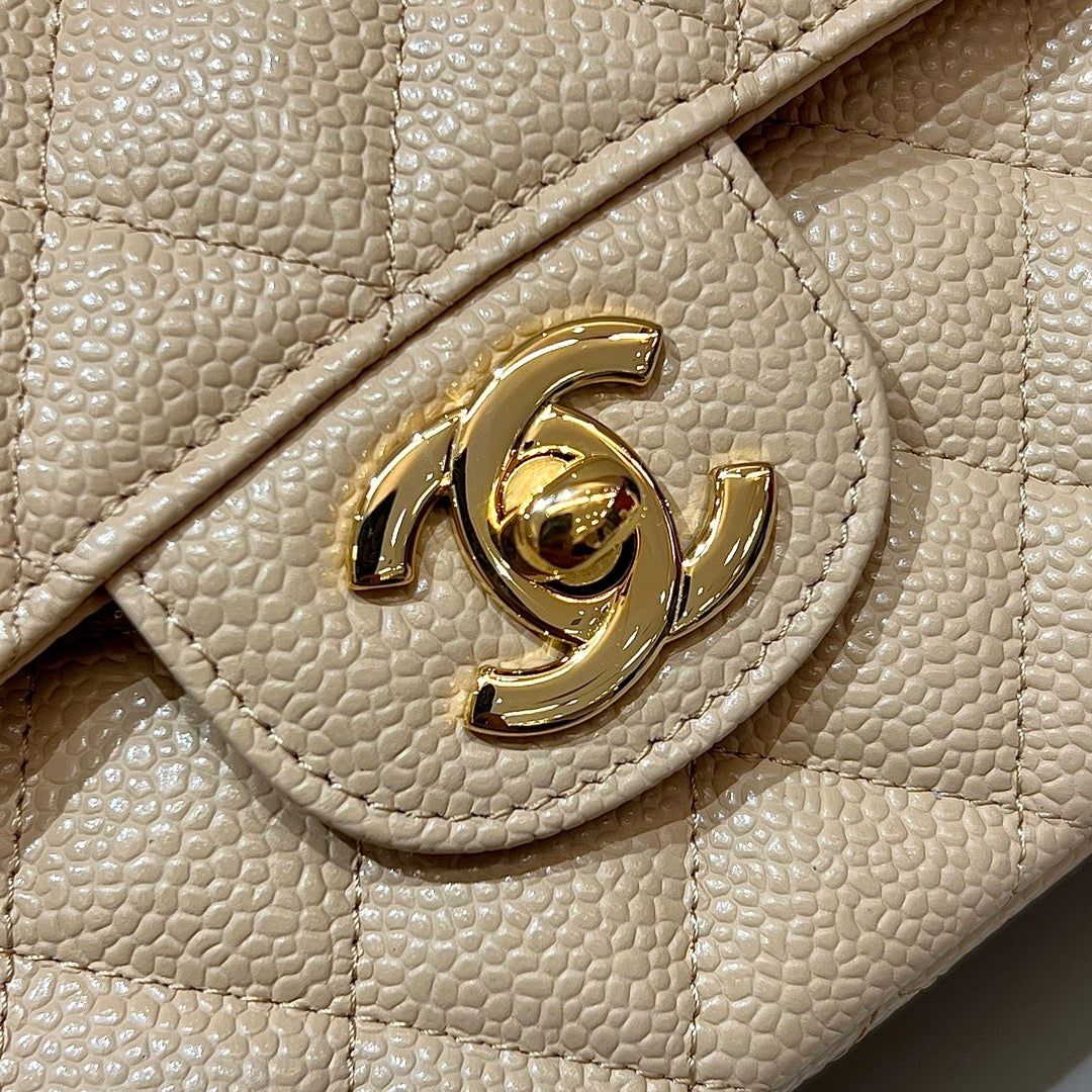 CH  CLASSIC 11.12 HANDBAG 25.5 Grained Calfskin Apricot