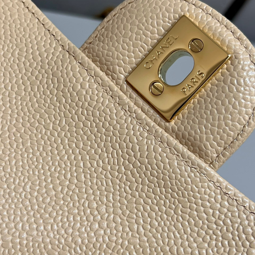 CH  CLASSIC 11.12 HANDBAG 25.5 Grained Calfskin Apricot