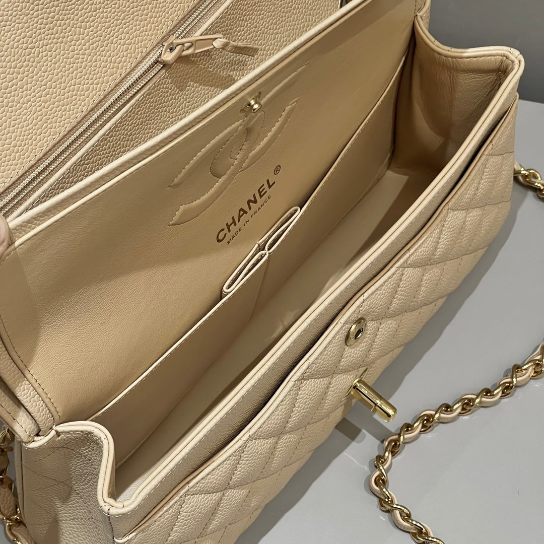 CH  CLASSIC 11.12 HANDBAG 25.5 Grained Calfskin Apricot