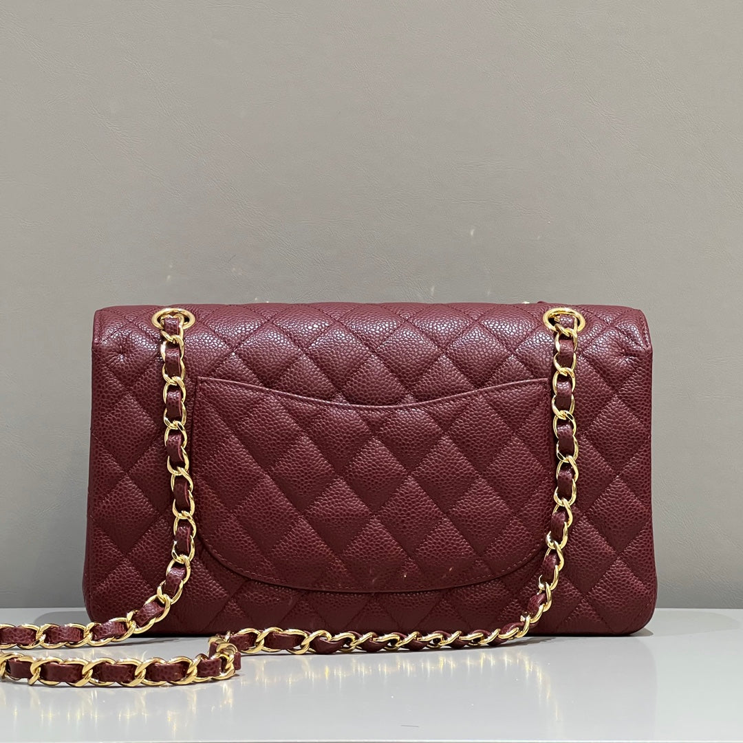 CH CLASSIC 11.12 HANDBAG 25.5 Grained Calfskin Red Wine Color
