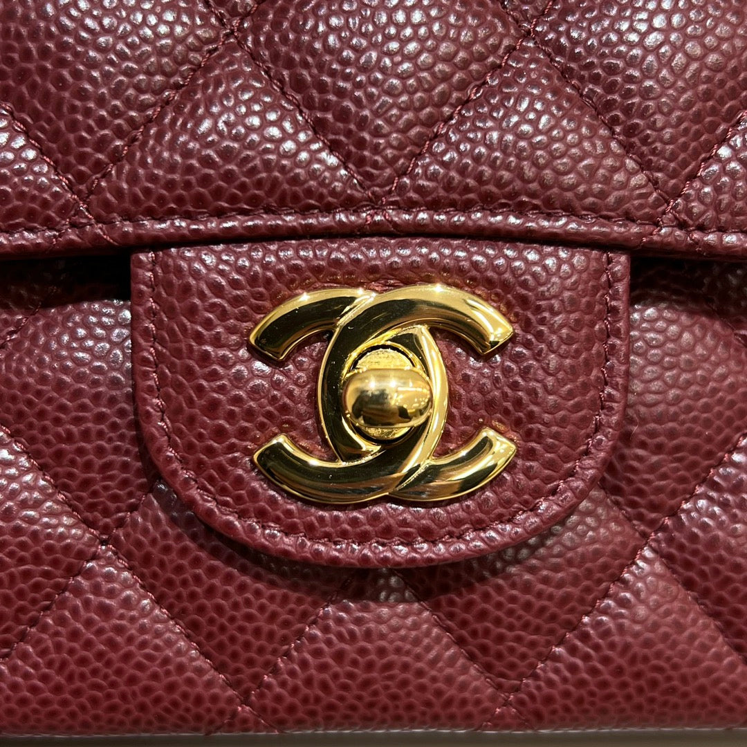 CH CLASSIC 11.12 HANDBAG 25.5 Grained Calfskin Red Wine Color