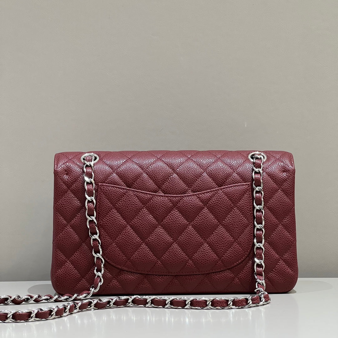 CH CLASSIC 11.12 HANDBAG 25.5 Grained Calfskin Red Wine Color