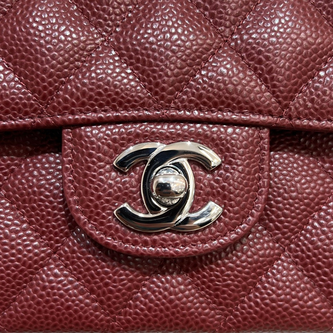 CH CLASSIC 11.12 HANDBAG 25.5 Grained Calfskin Red Wine Color