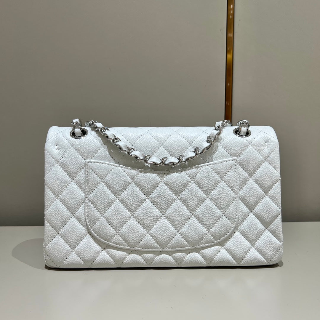 CH CLASSIC 11.12 HANDBAG 25.5 Grained Calfskin White