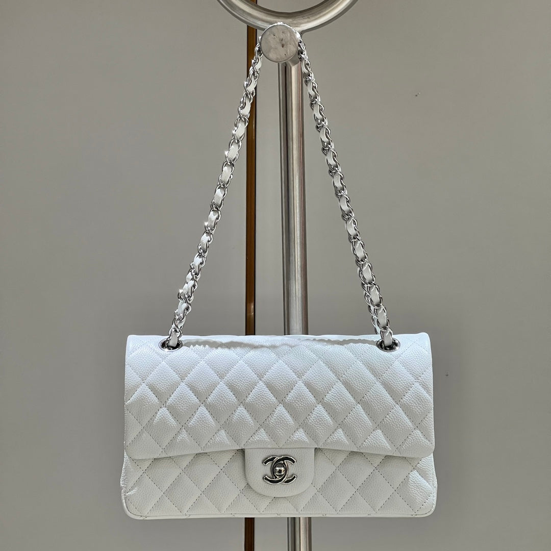 CH CLASSIC 11.12 HANDBAG 25.5 Grained Calfskin White