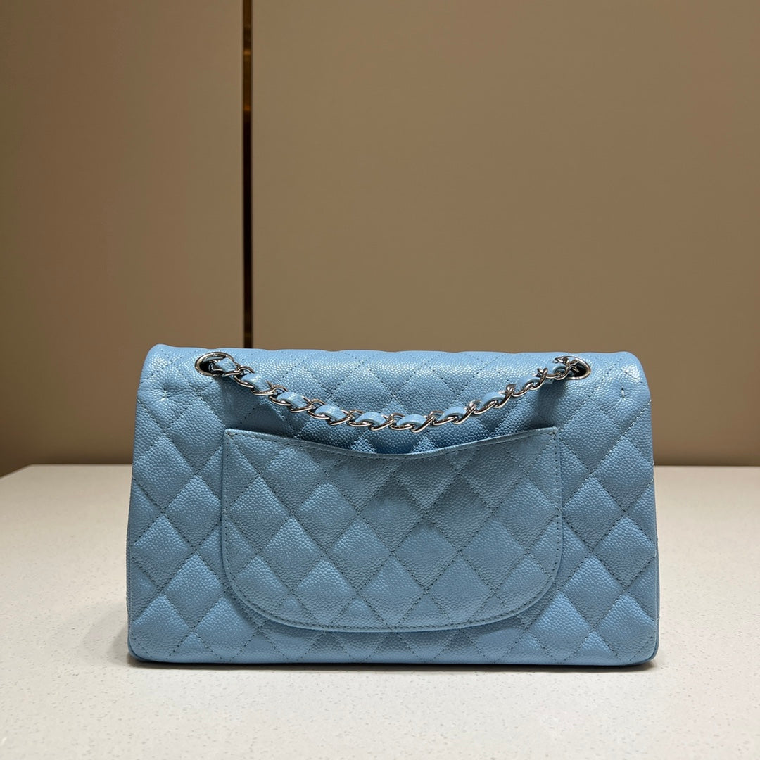 CH CLASSIC 11.12 HANDBAG 25.5 Grained Calfskin Blue