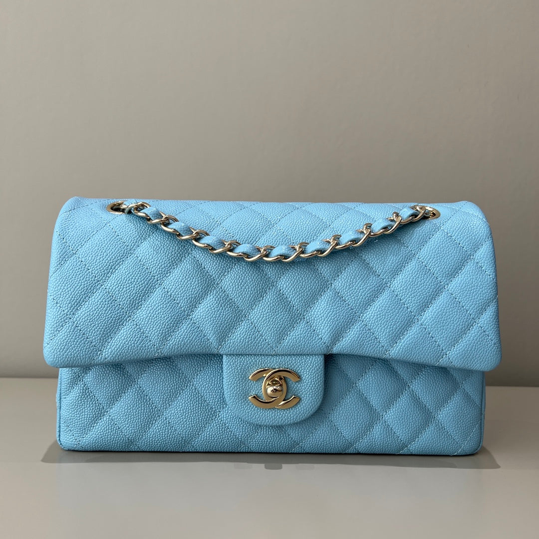 CH CLASSIC 11.12 HANDBAG 25.5 Grained Calfskin Blue