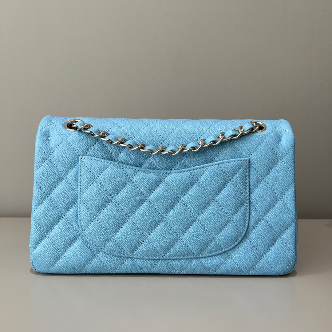 CH CLASSIC 11.12 HANDBAG 25.5 Grained Calfskin Blue