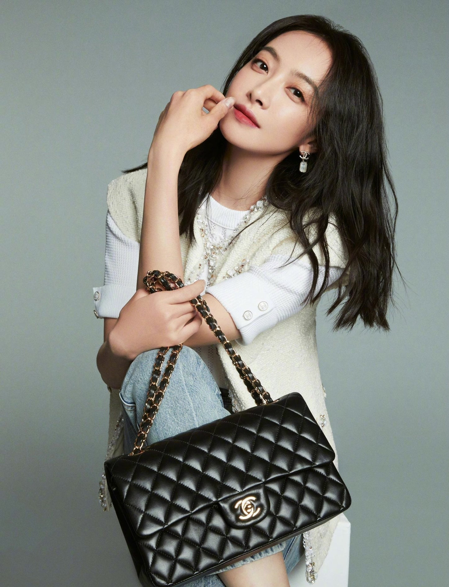 CH  CLASSIC 11.12 HANDBAG 25.5 Lambskin Black