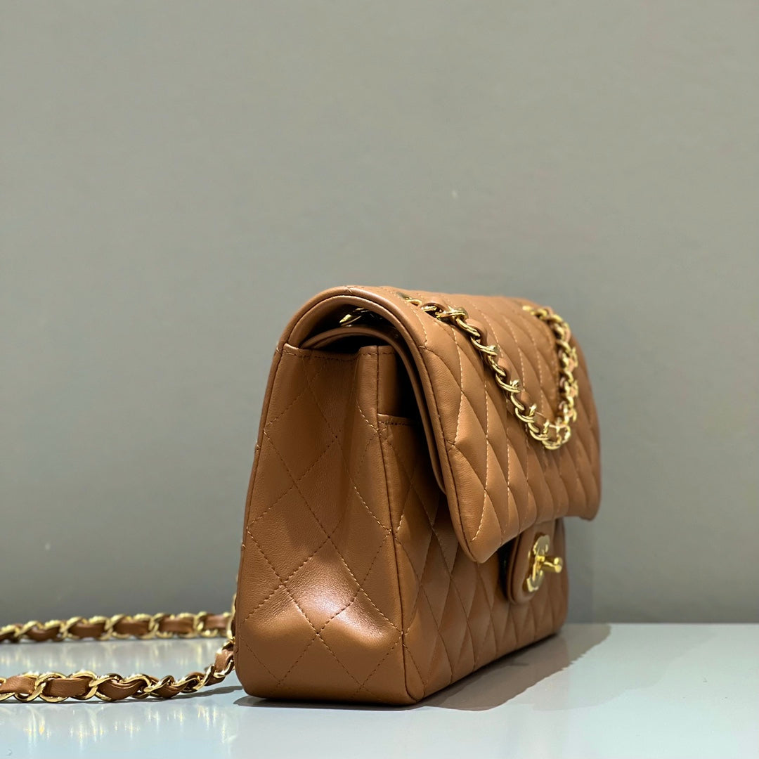 CH CLASSIC 11.12 HANDBAG 25.5 Lambskin Gold Brown