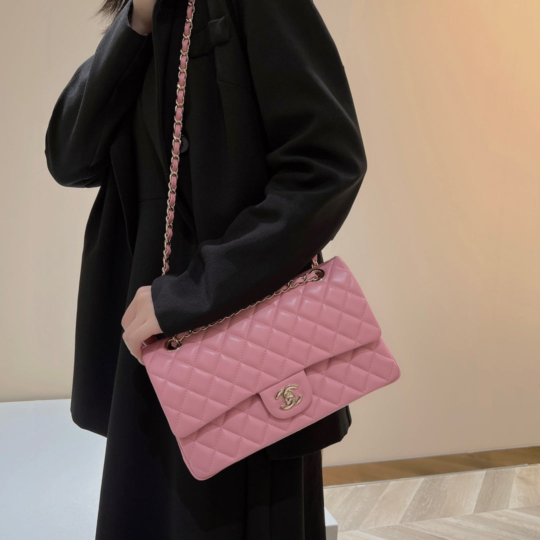 CH CLASSIC 11.12 HANDBAG 25.5 Lambskin Dark Pink