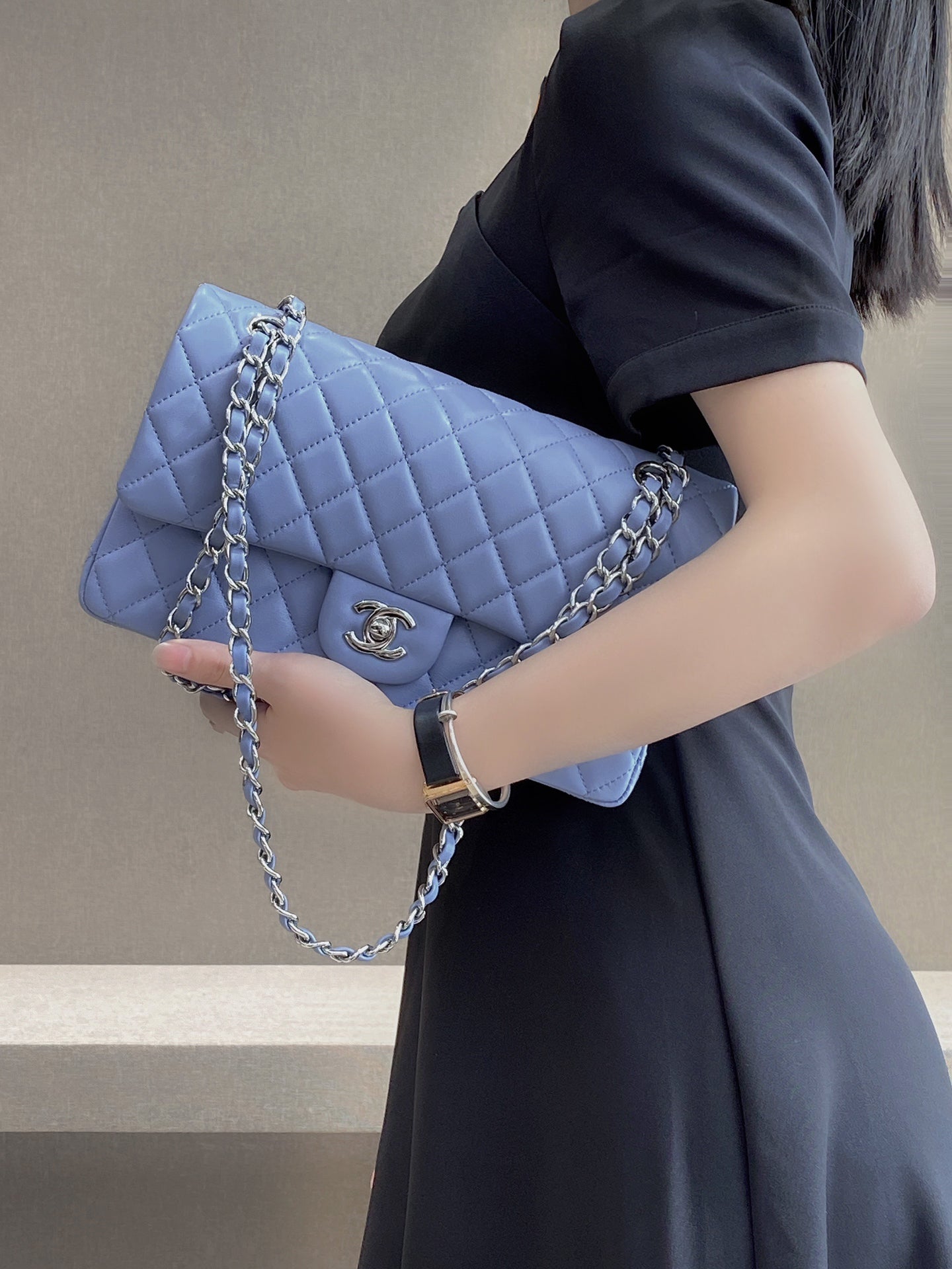 CH  CLASSIC 11.12 HANDBAG 25.5 Lambskin Baby Blue