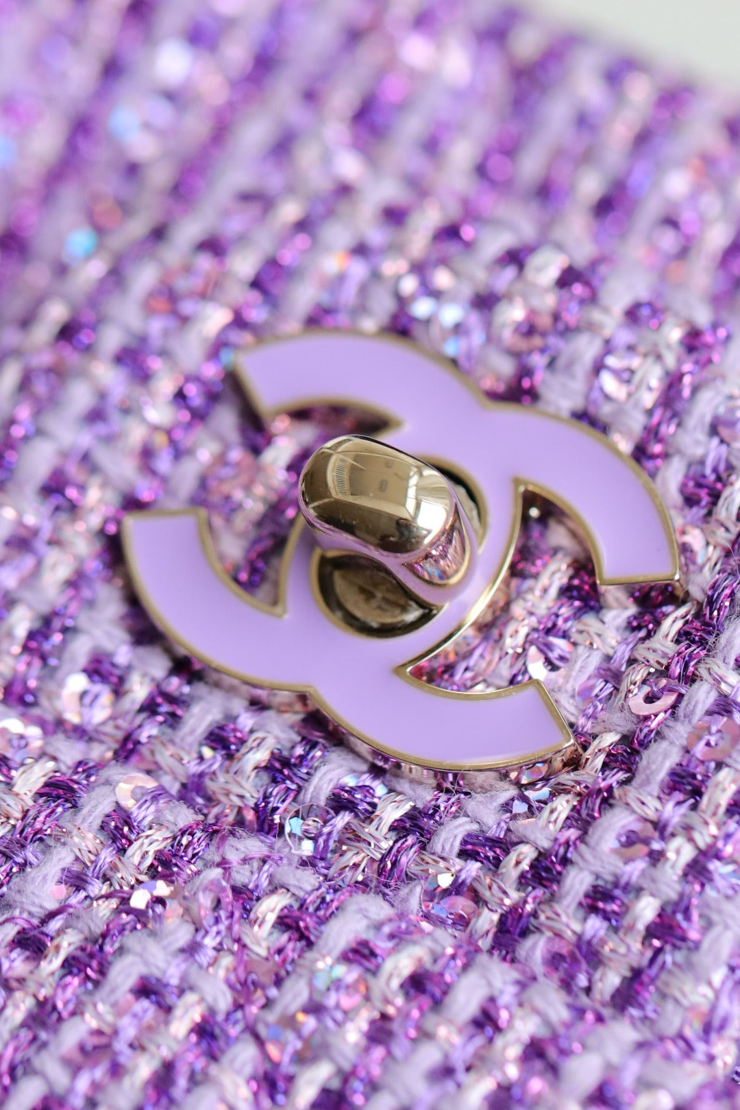 CH  MINI CLASSIC HANDBAG 20 Cotton & Wool Tweed Purple