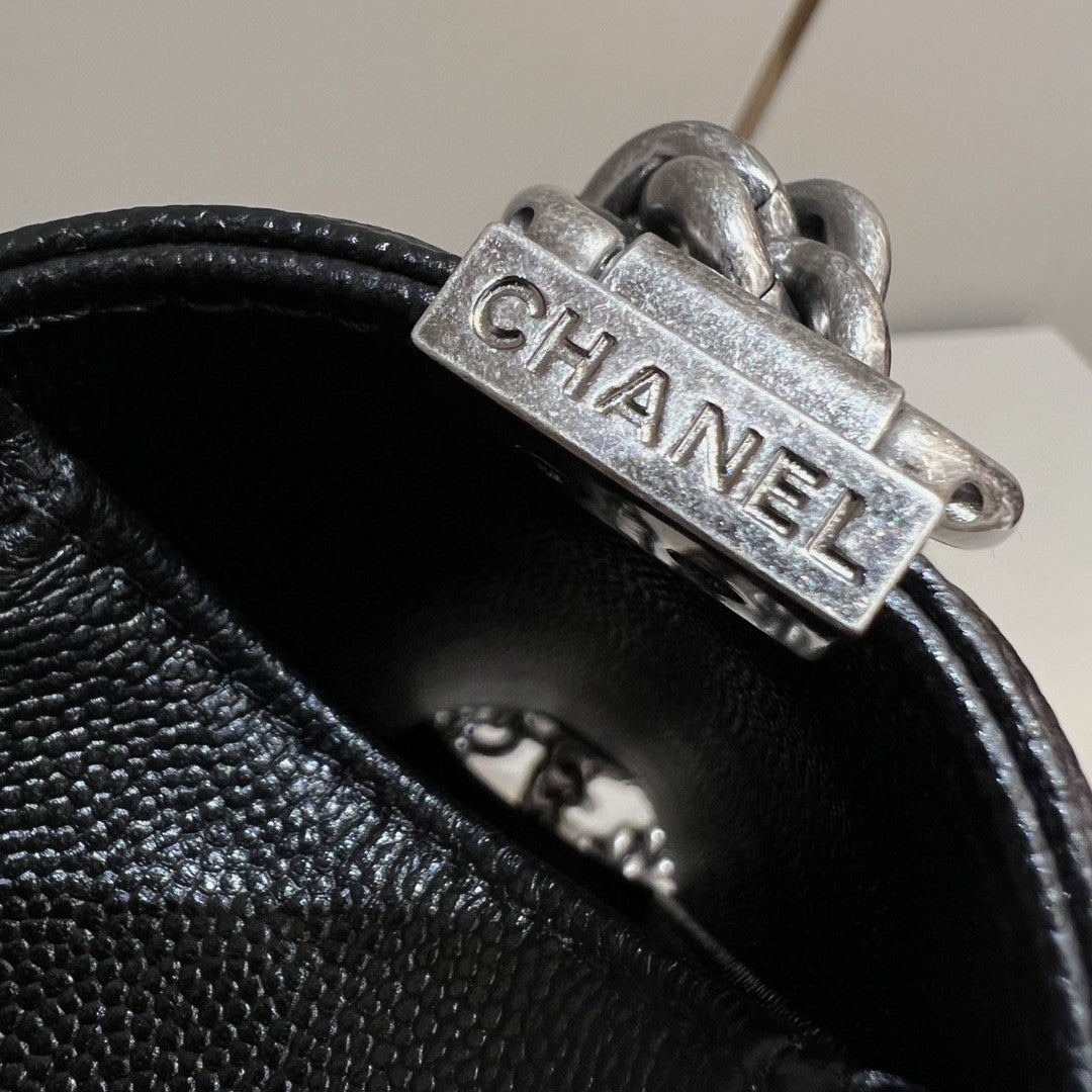 CH SMALL BOY HANDBAG 20 Small Grained Calfskin Black