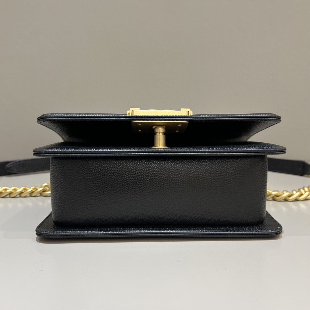 CH SMALL BOY HANDBAG 20 Small Grained Calfskin Black