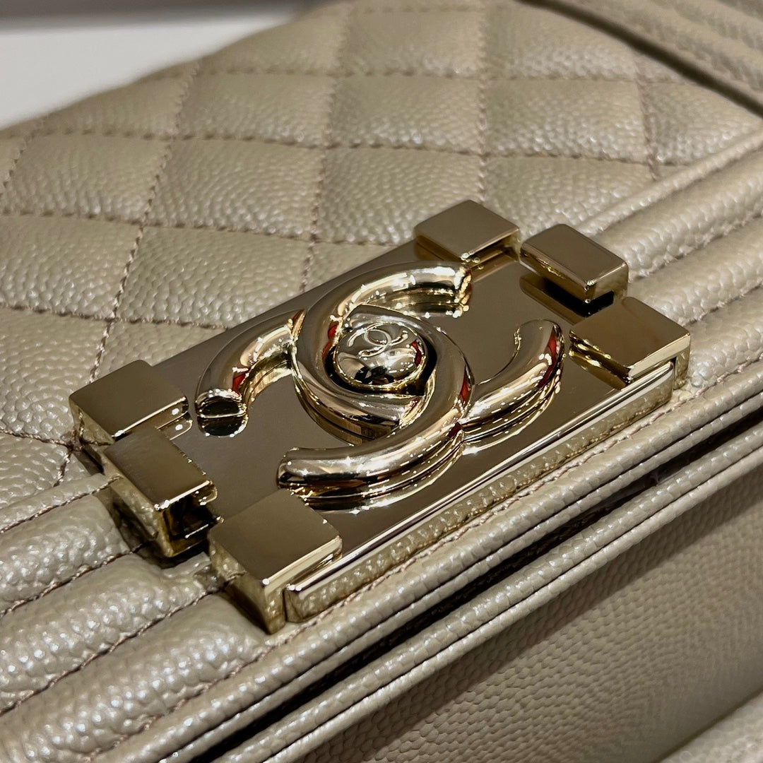 CH SMALL BOY HANDBAG 20 Small Grained Calfskin Chai (Teas)