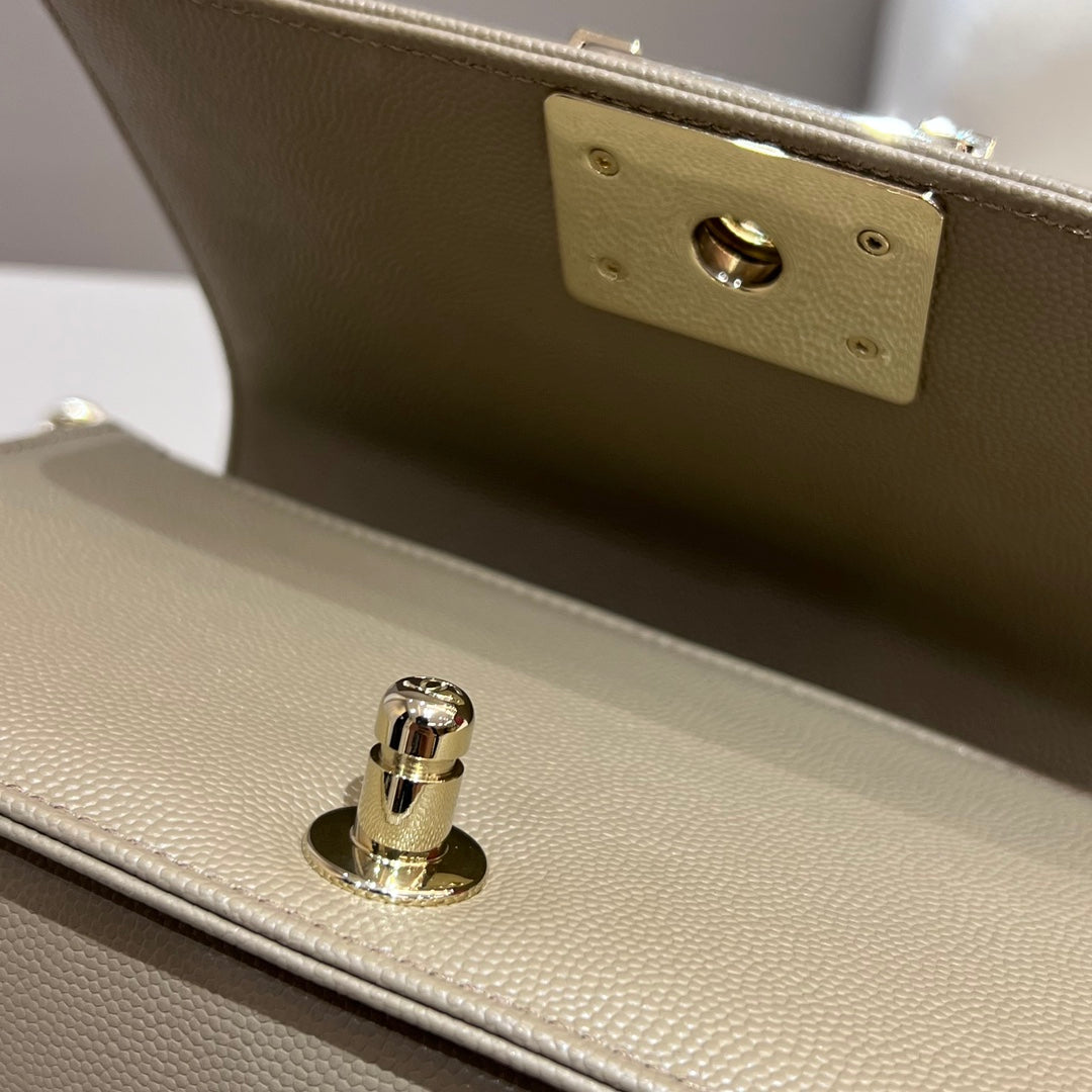 CH SMALL BOY HANDBAG 20 Small Grained Calfskin Chai (Teas)