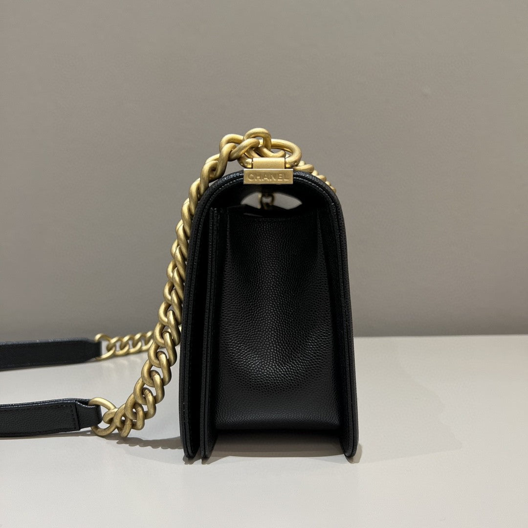 CH BOY HANDBAG 25 Small Grained Calfskin Black