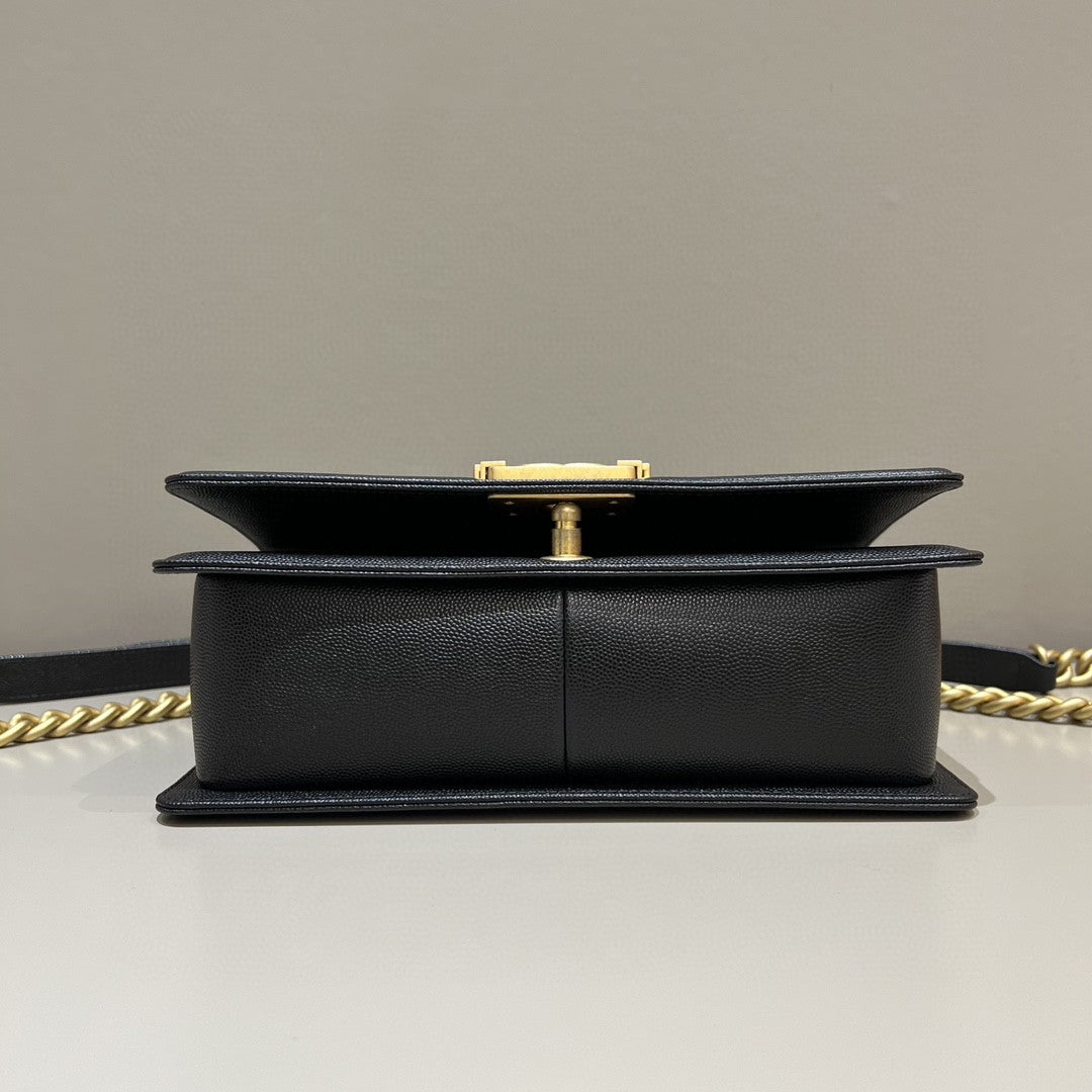 CH BOY HANDBAG 25 Small Grained Calfskin Black