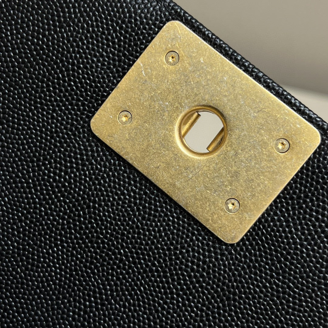 CH BOY HANDBAG 25 Small Grained Calfskin Black