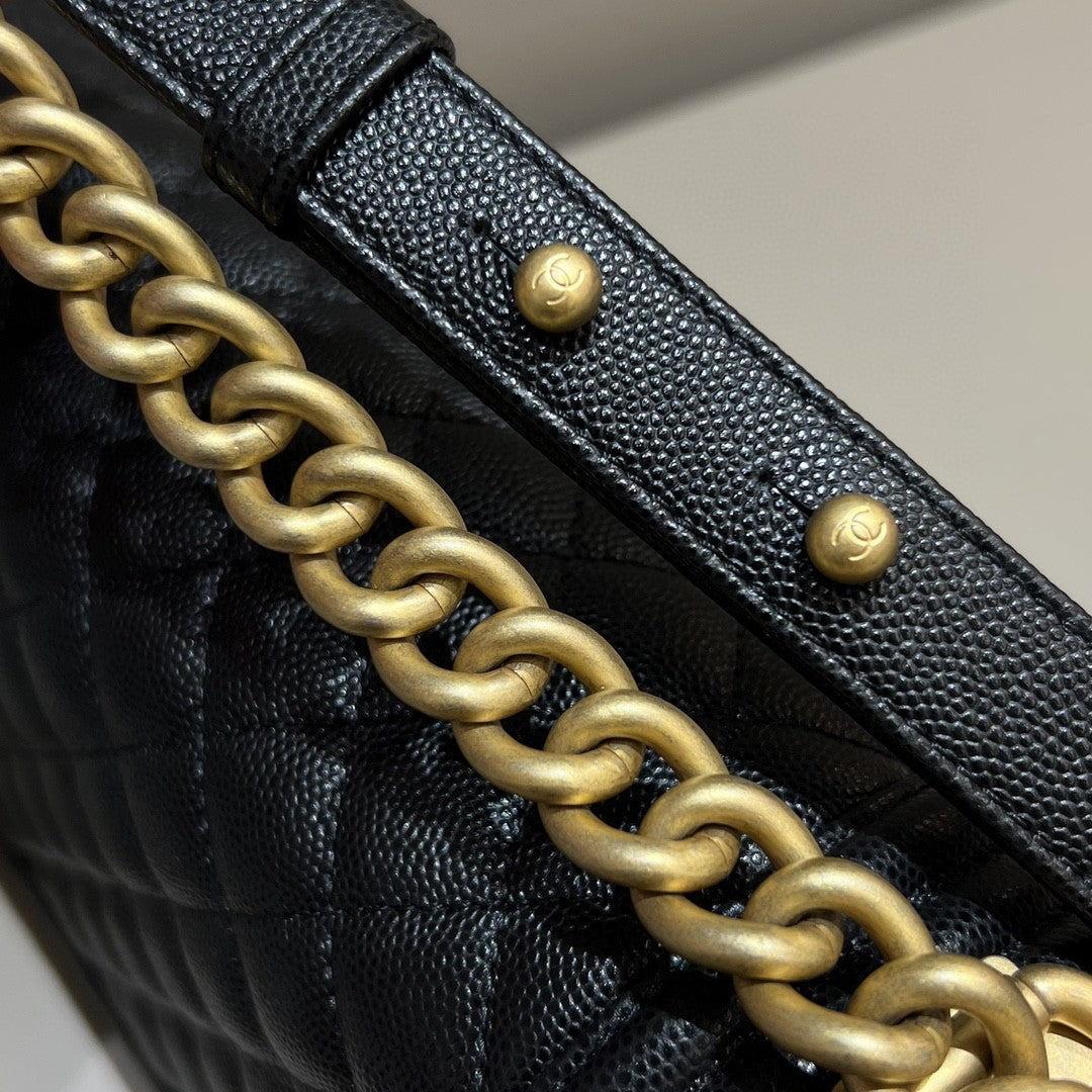 CH BOY HANDBAG 25 Small Grained Calfskin Black