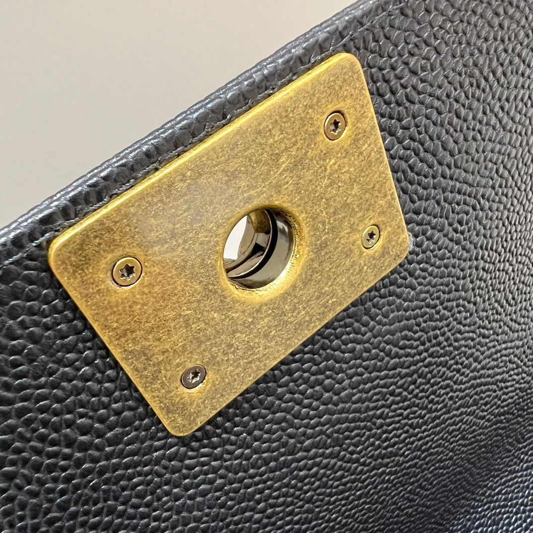 CH BOY HANDBAG 25 Grained Calfskin Black