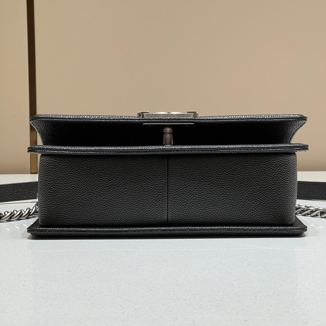 CH BOY HANDBAG 25 Grained Calfskin Black