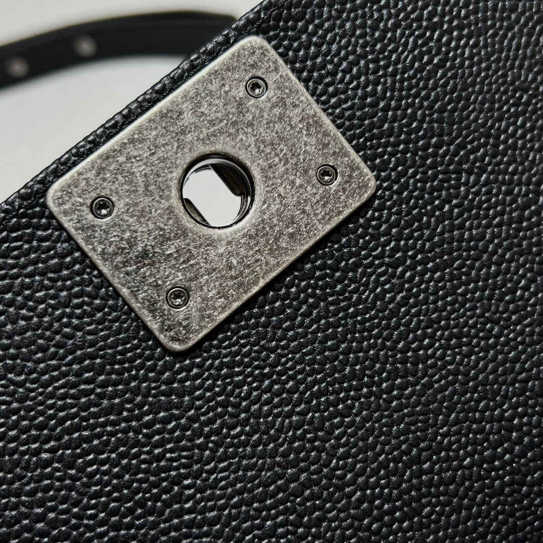 CH BOY HANDBAG 25 Grained Calfskin Black