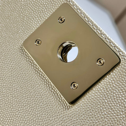 CH BOY HANDBAG 25 Small Grained Calfskin Champagne Gold