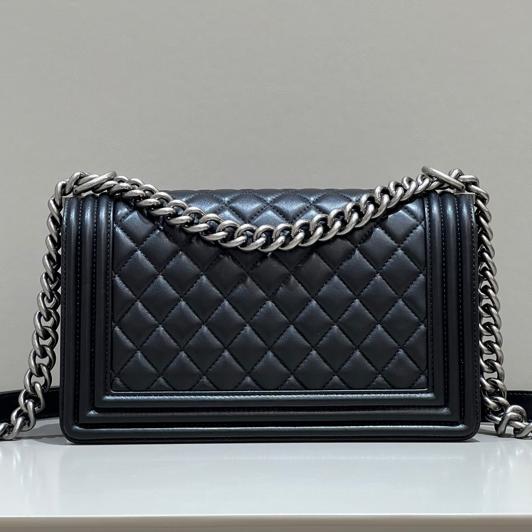 CH BOY HANDBAG 25  Lambskin Black