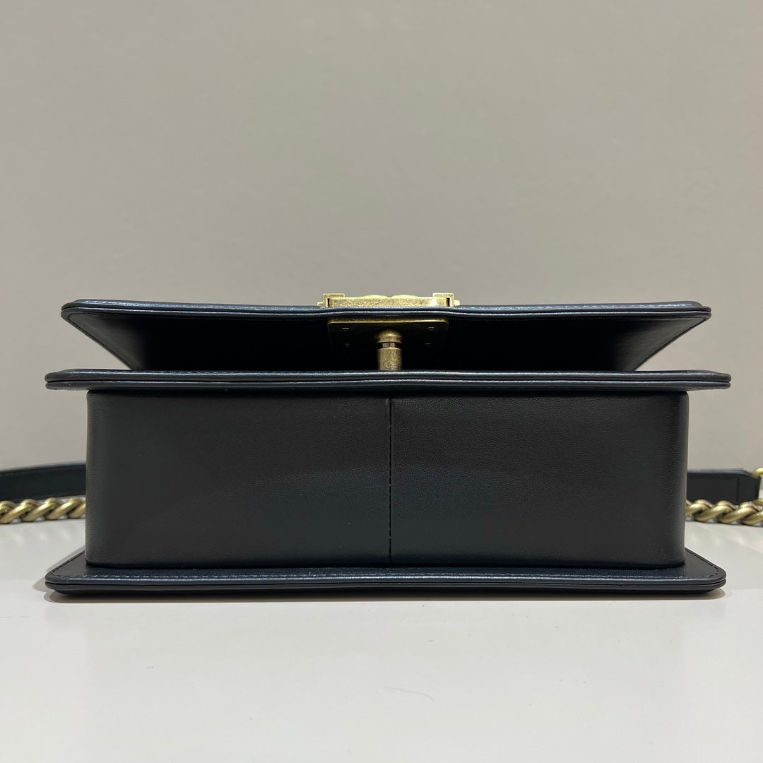 CH BOY HANDBAG 25  Lambskin Black