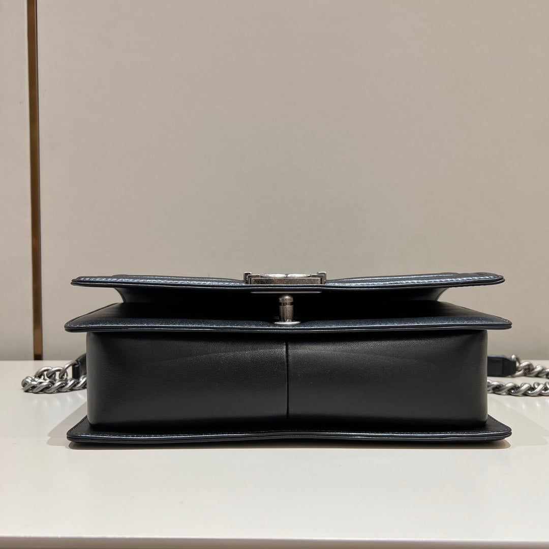 CH LARGE BOY HANDBAG 28  Lambskin Black