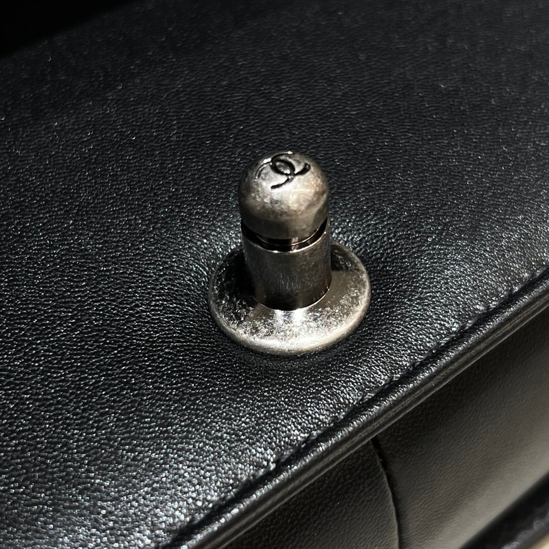 CH LARGE BOY HANDBAG 28  Lambskin Black