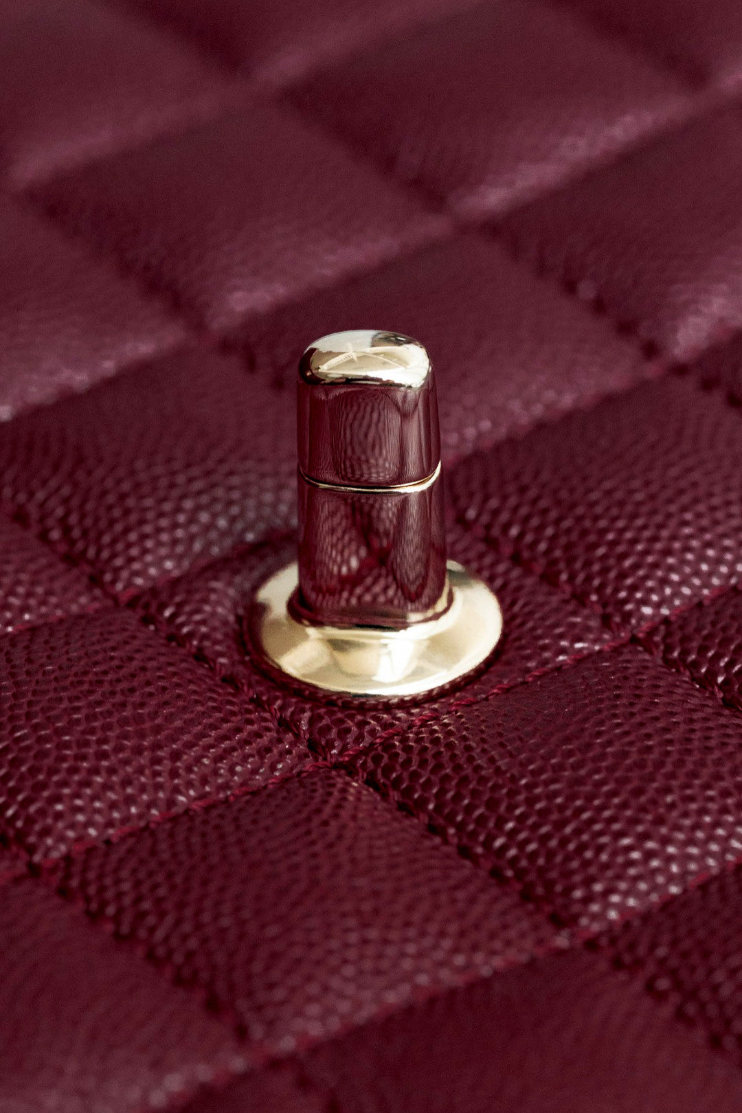 CH  FLAP BAG WITH TOP HANDLE 24  Small Grained Calfskin Red Wine Color