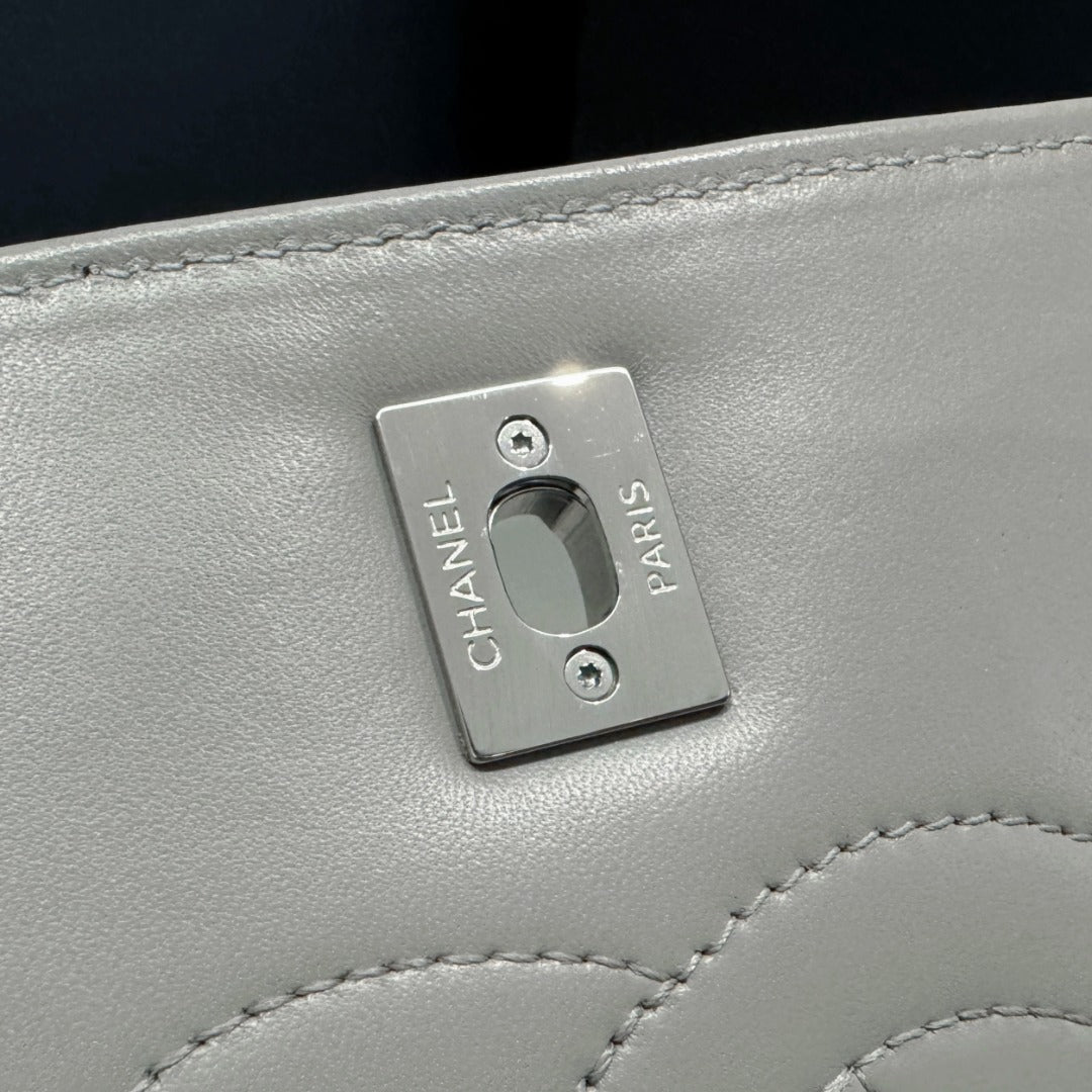 CH FLAP BAG WITH TOP HANDLE Trendy cc Lambskin Dove Gray