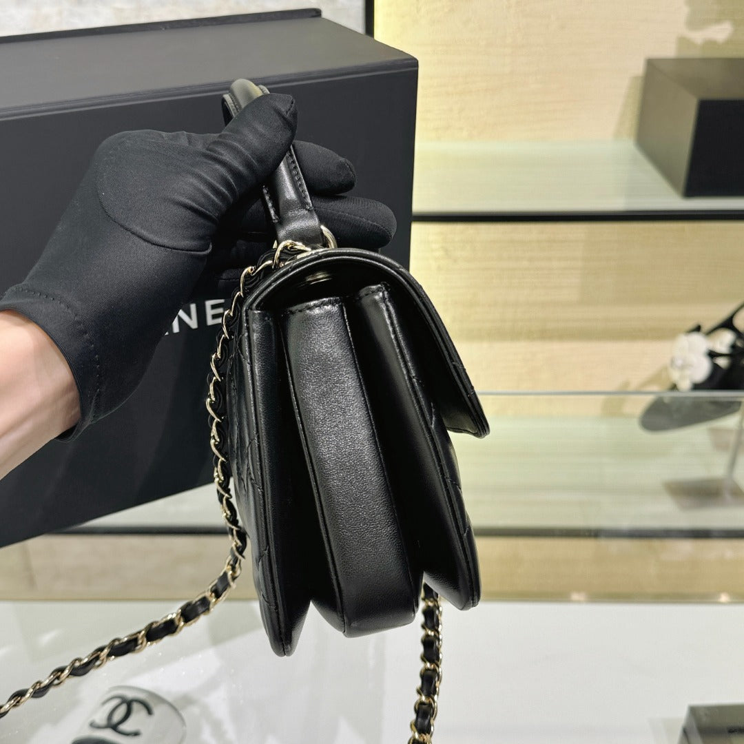 CH  MINI FLAP BAG WITH TOP HANDLE Trendy Lambskin Black