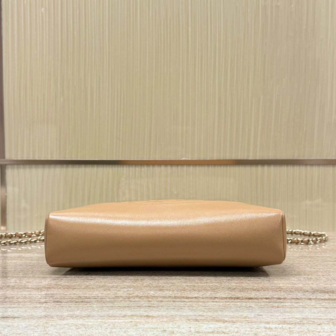 CH 31 Mini Shopping Bag Shiny Lambskin Dark Beige