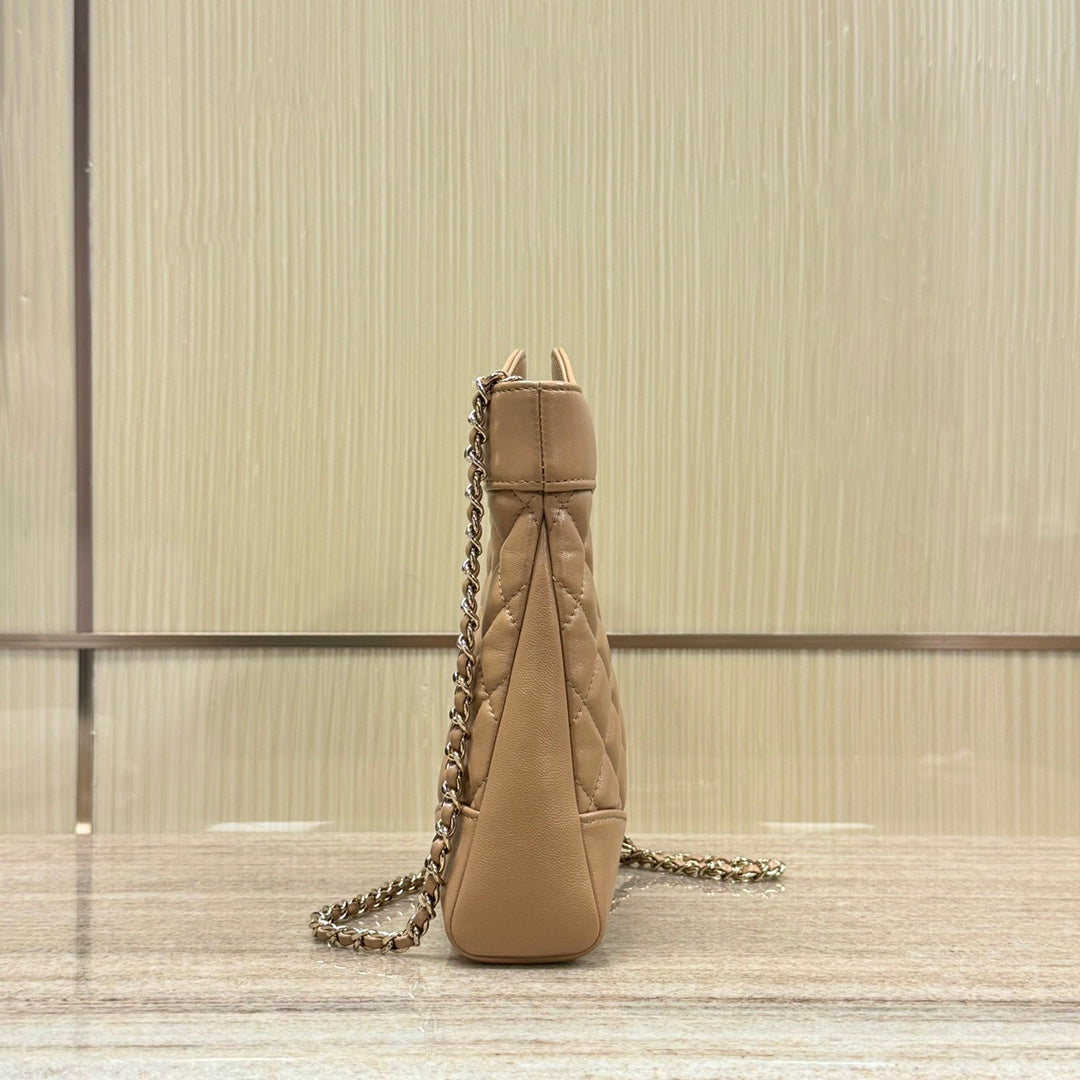 CH 31 Mini Shopping Bag Shiny Lambskin Dark Beige