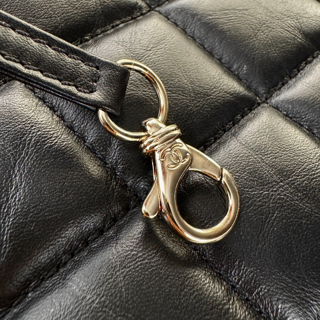 CH 31 Shopping Bag Calfskin with Gold Hardware Black