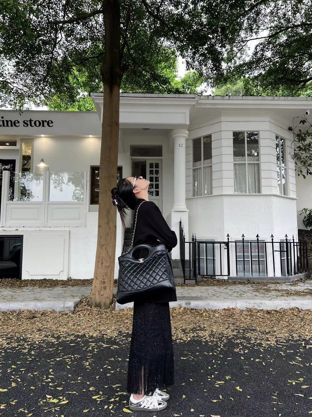 CH 31 Shopping Bag Calfskin with Gold Hardware Black