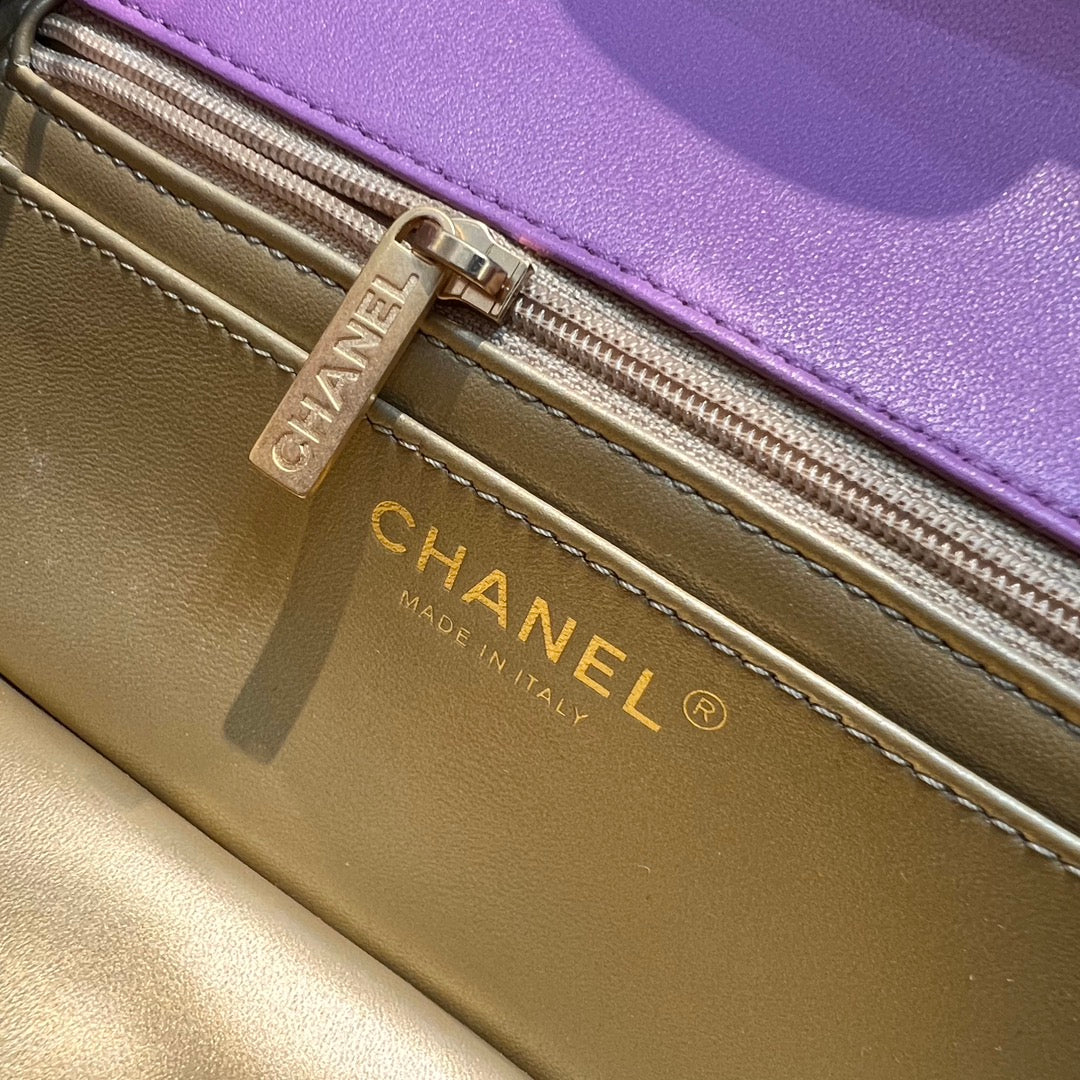 CH  CF20 Golden Globe CLASSIC HANDBAG  Lambskin Taro Purple